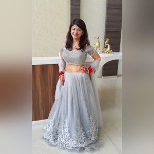 Beautiful grey organza lehnga/dress